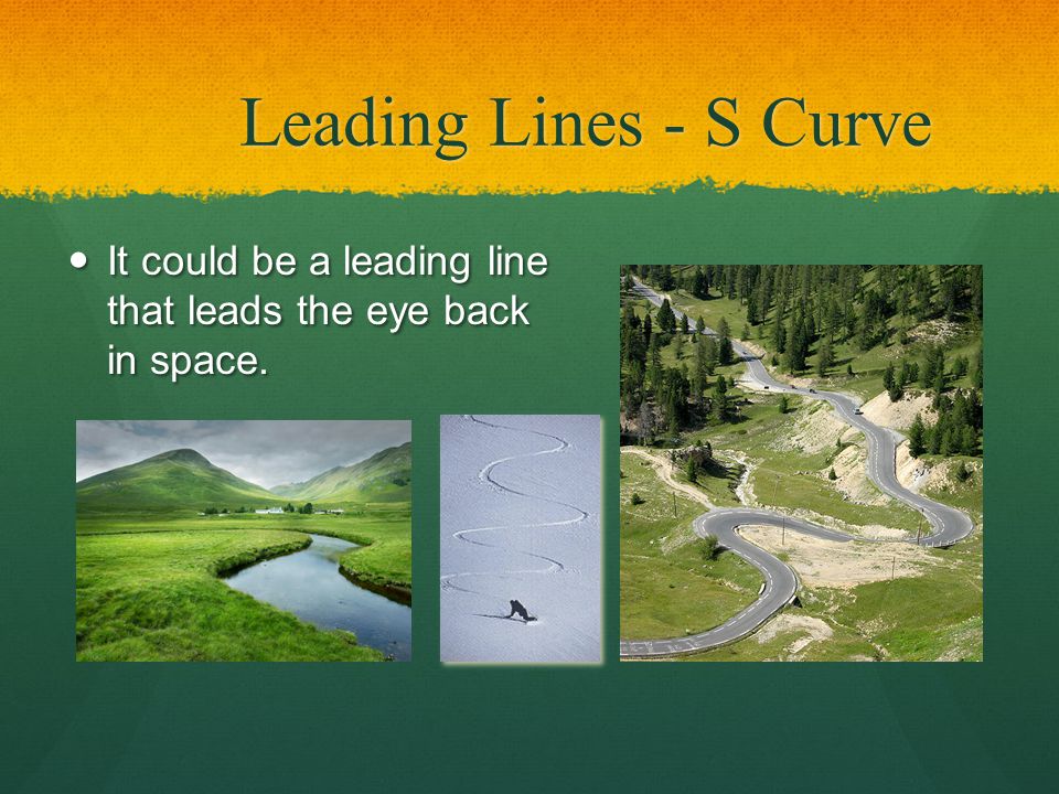 Leading Lines - S Curve It could be a leading line that leads the eye back in space.