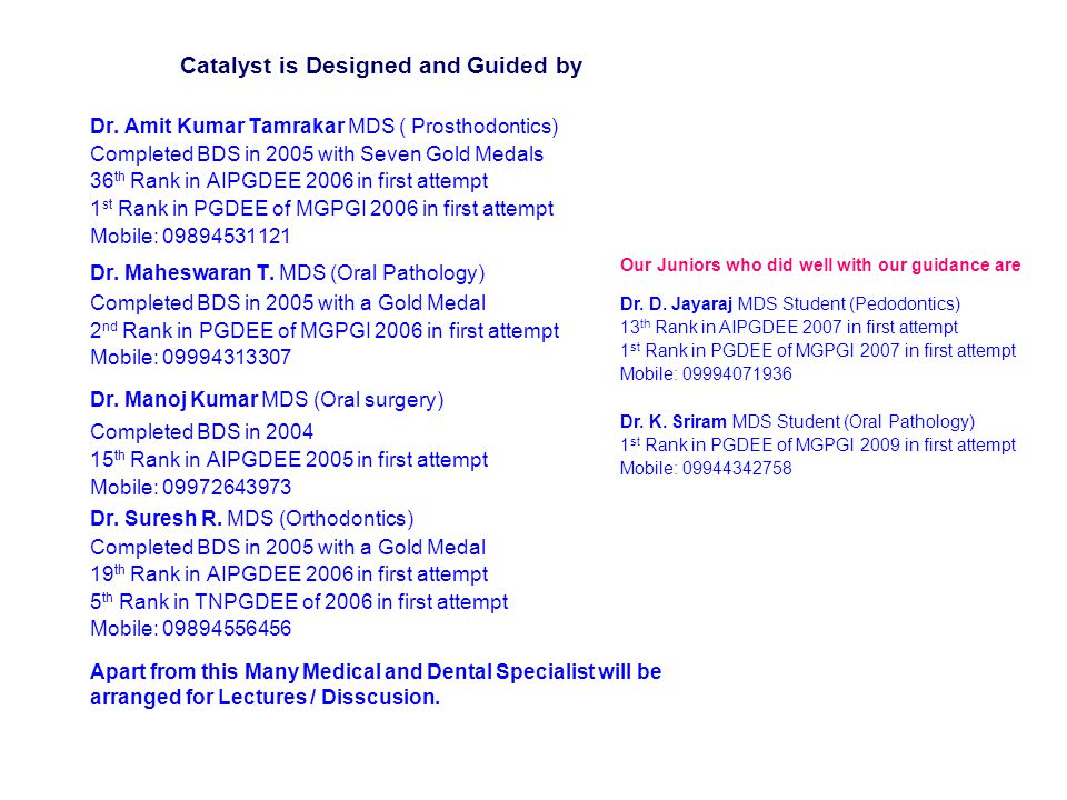 Catalyst is Designed and Guided by Dr.