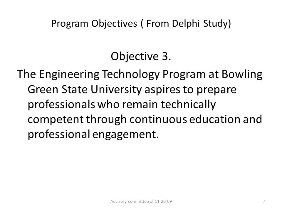 Program Objectives ( From Delphi Study) Objective 3.