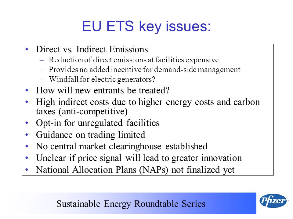 Sustainable Energy Roundtable Series EU ETS key issues: Direct vs.