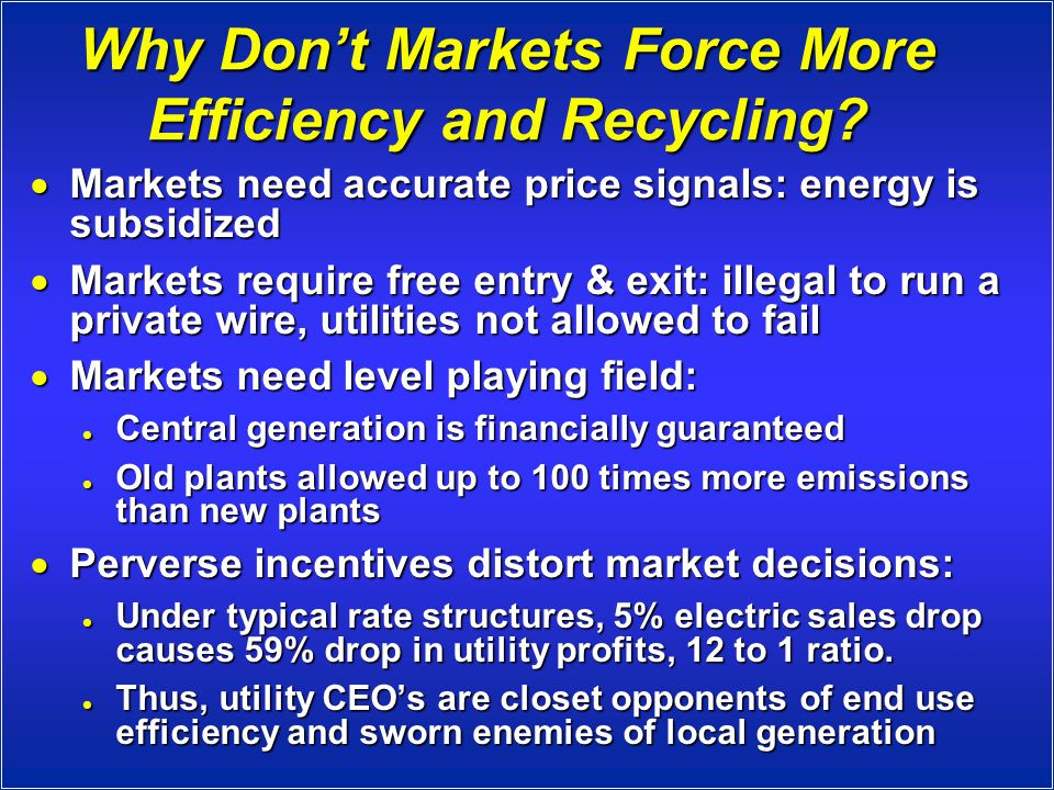 Why Don’t Markets Force More Efficiency and Recycling.