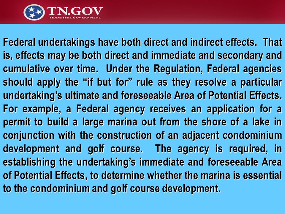 Federal undertakings have both direct and indirect effects.