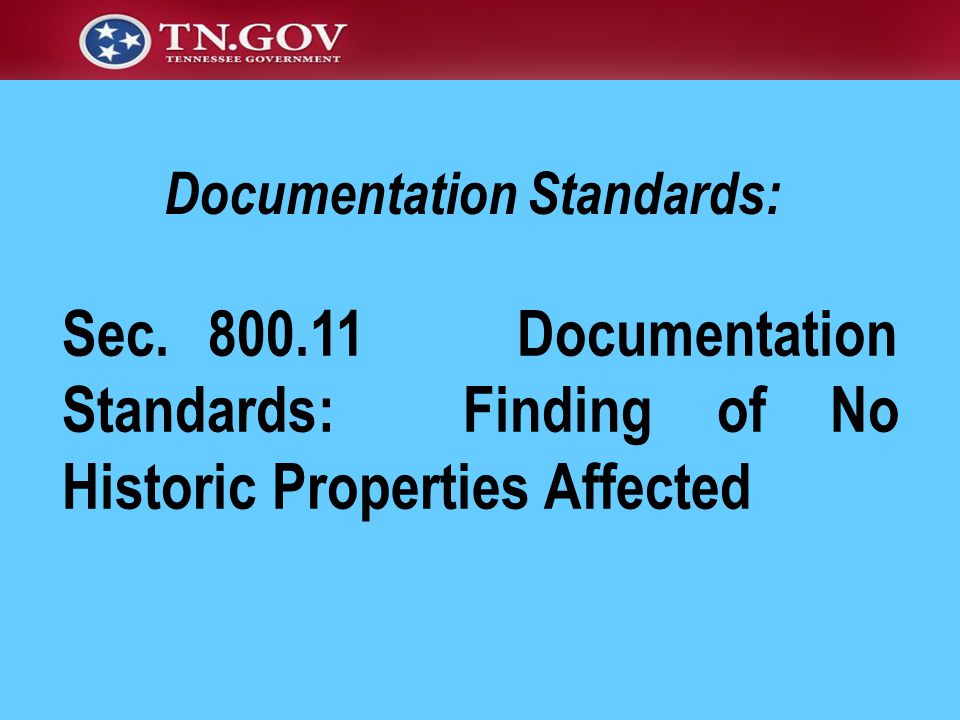 Documentation Standards: Sec.
