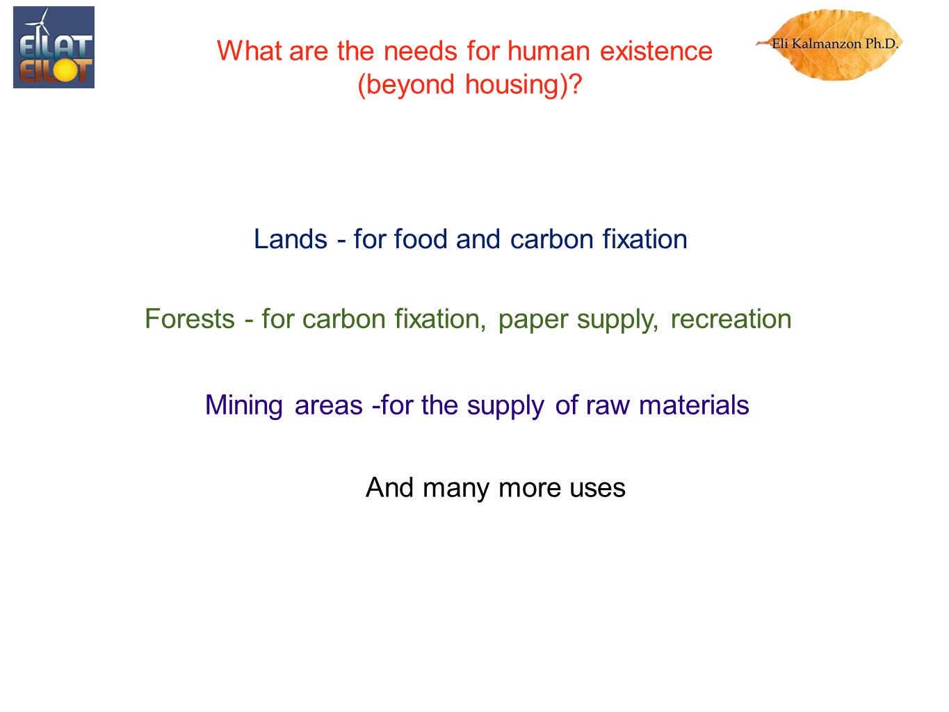 What are the needs for human existence (beyond housing).