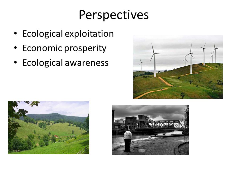 Perspectives Ecological exploitation Economic prosperity Ecological awareness