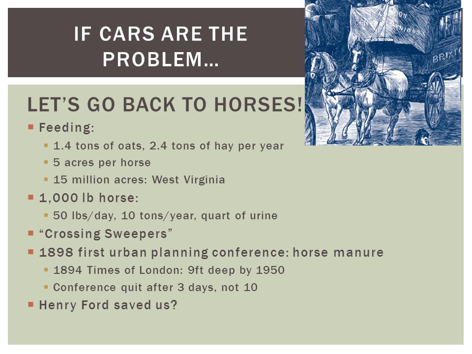 IF CARS ARE THE PROBLEM… LET’S GO BACK TO HORSES.