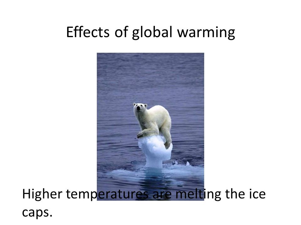 Effects of global warming Higher temperatures are melting the ice caps.