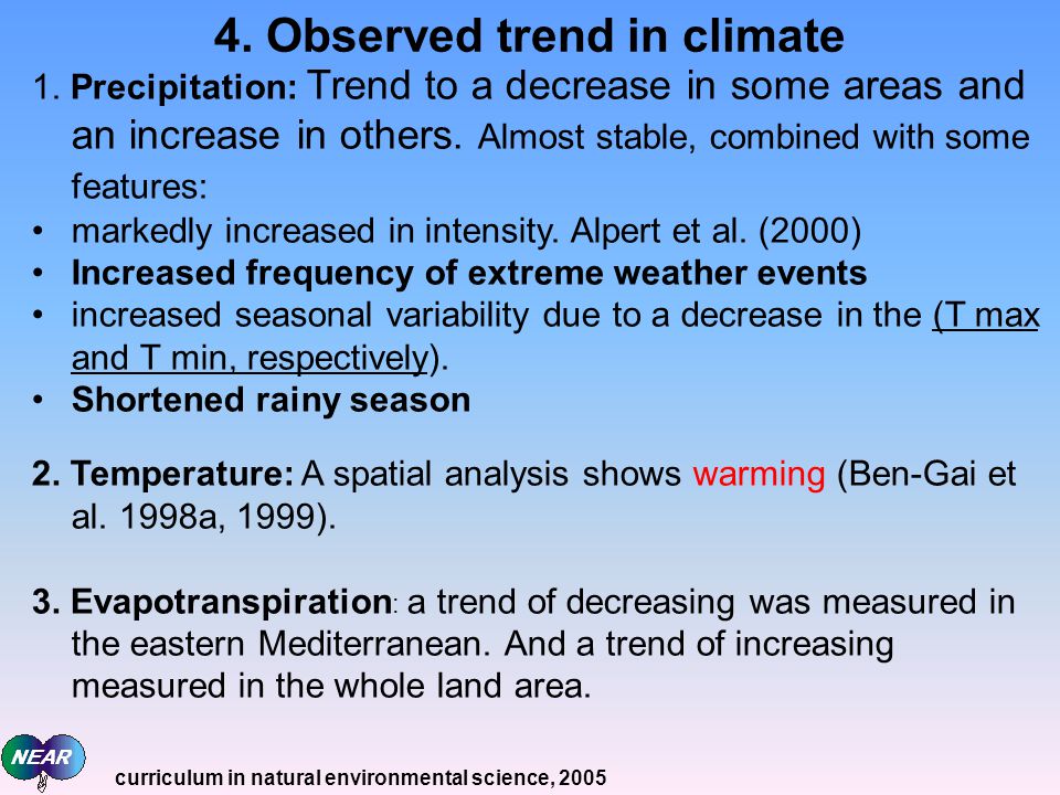 4. Observed trend in climate 1.
