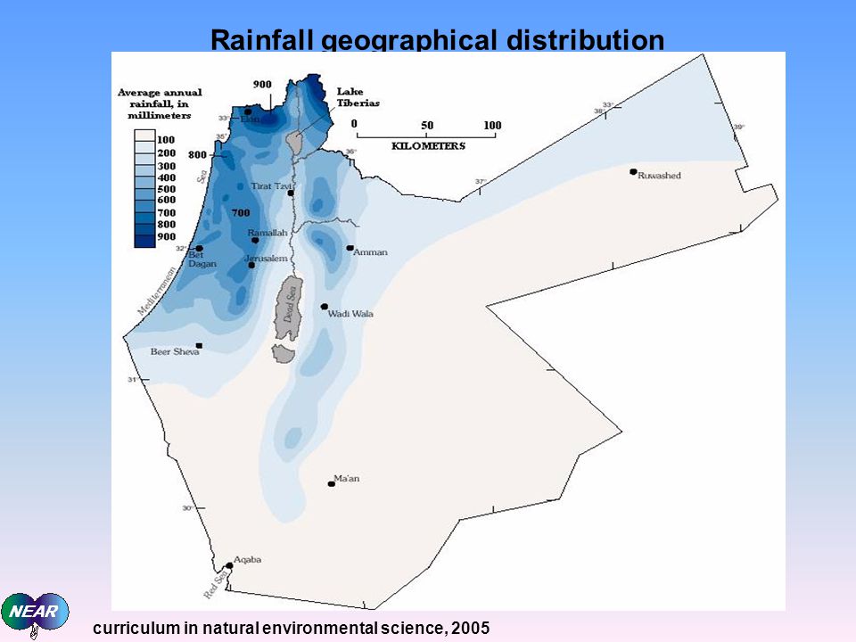 Rainfall geographical distribution curriculum in natural environmental science, 2005