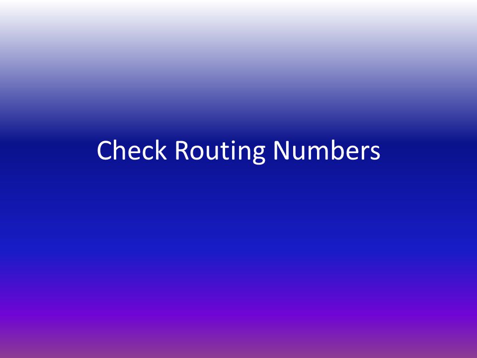 Check Routing Numbers