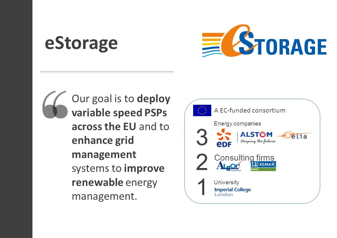 Our goal is to deploy variable speed PSPs across the EU and to enhance grid management systems to improve renewable energy management.