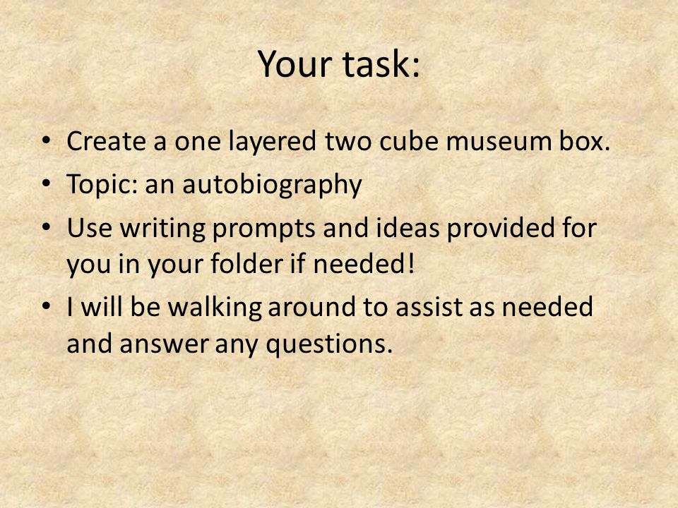 Your task: Create a one layered two cube museum box.