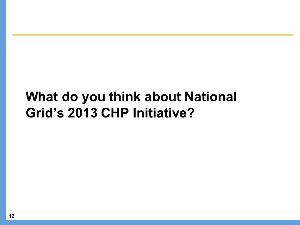 12 What do you think about National Grid’s 2013 CHP Initiative