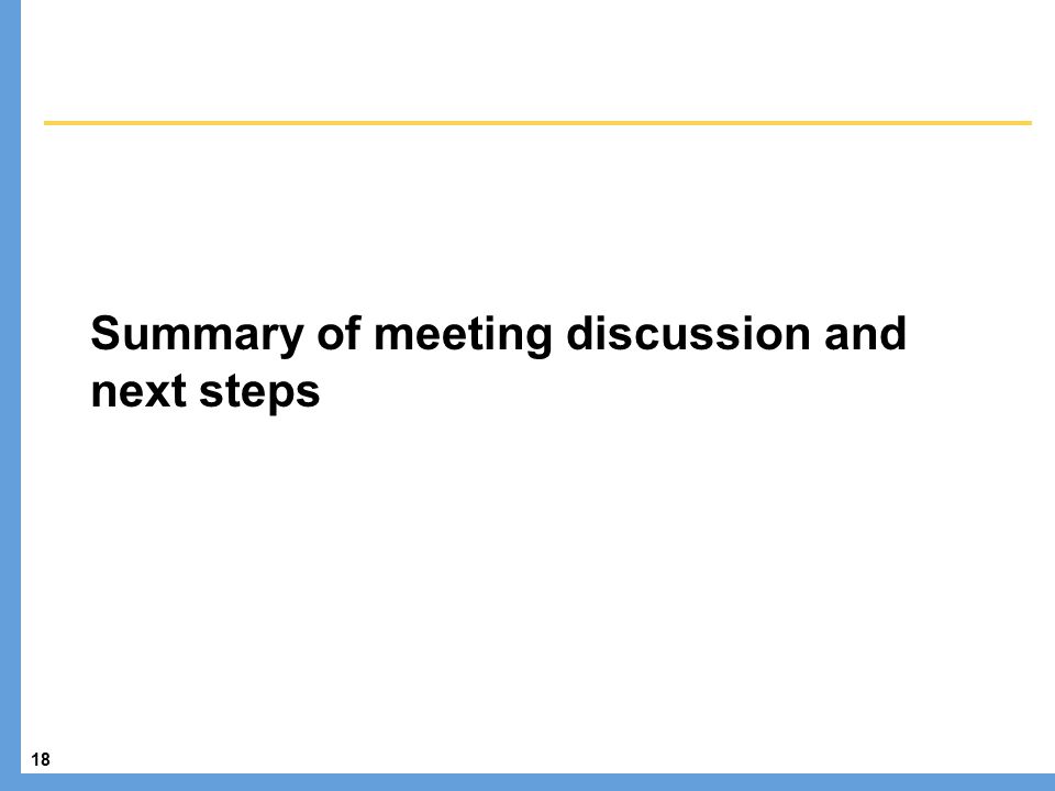 18 Summary of meeting discussion and next steps