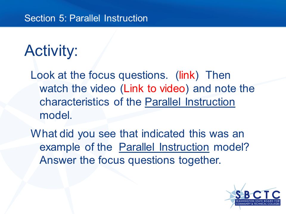 Activity: Look at the focus questions.