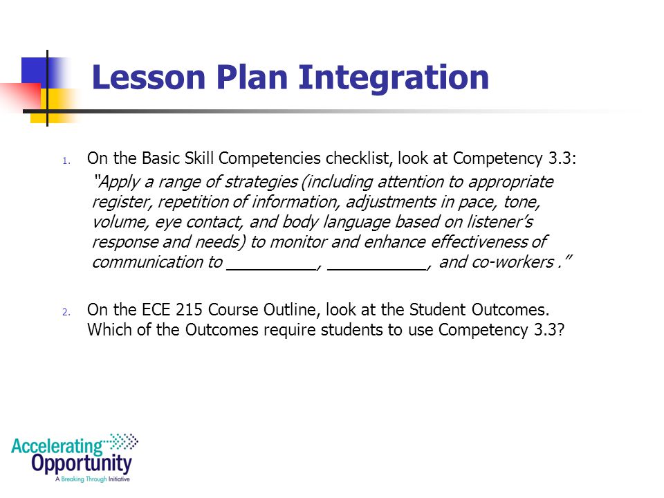 Lesson Plan Integration The main point is to do two things at once.