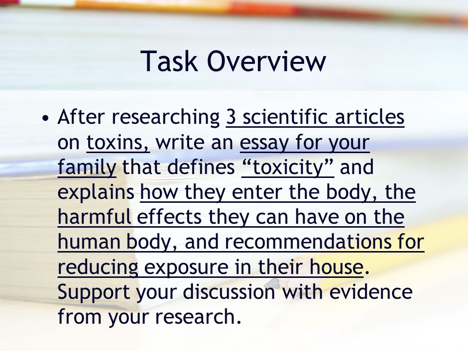 literacy design collaborative literacy in science toxins essay task overview after researching scientific articles on toxins write an essay for your family