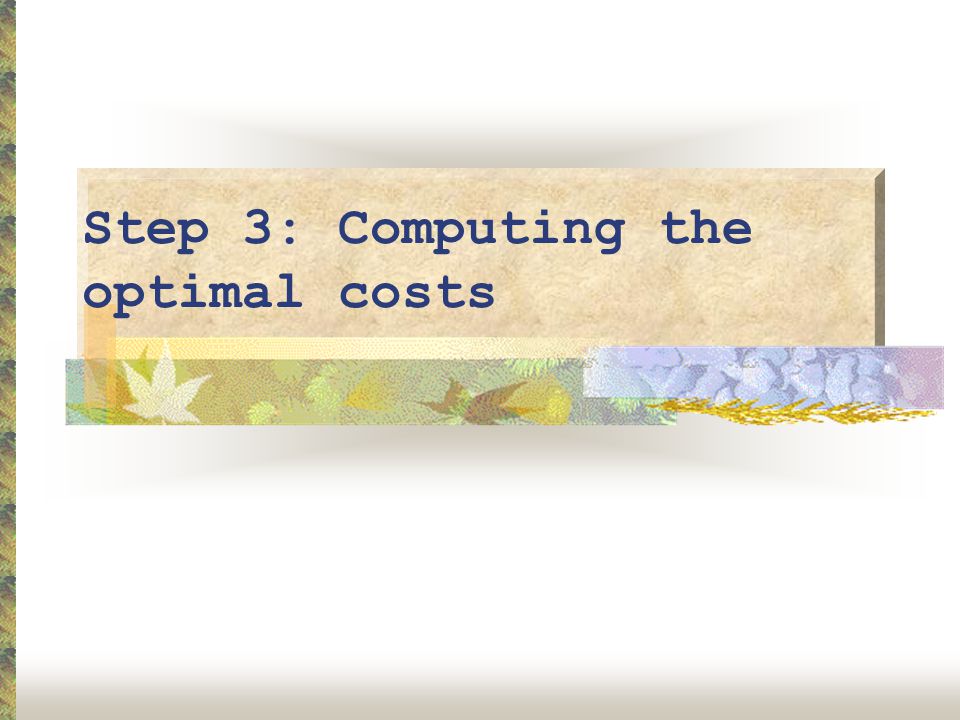 Step 3: Computing the optimal costs