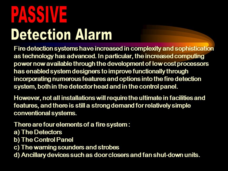 a)Active b)Passive Fire protection system