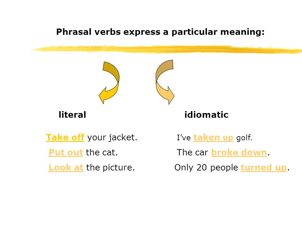 desagradable piel Tiranía PHRASAL VERBS PART 1. VERB look make put take get run bring break turn  carry... up on down out of over off out for... +PREPOSITION or PARTICLE + -  ppt download