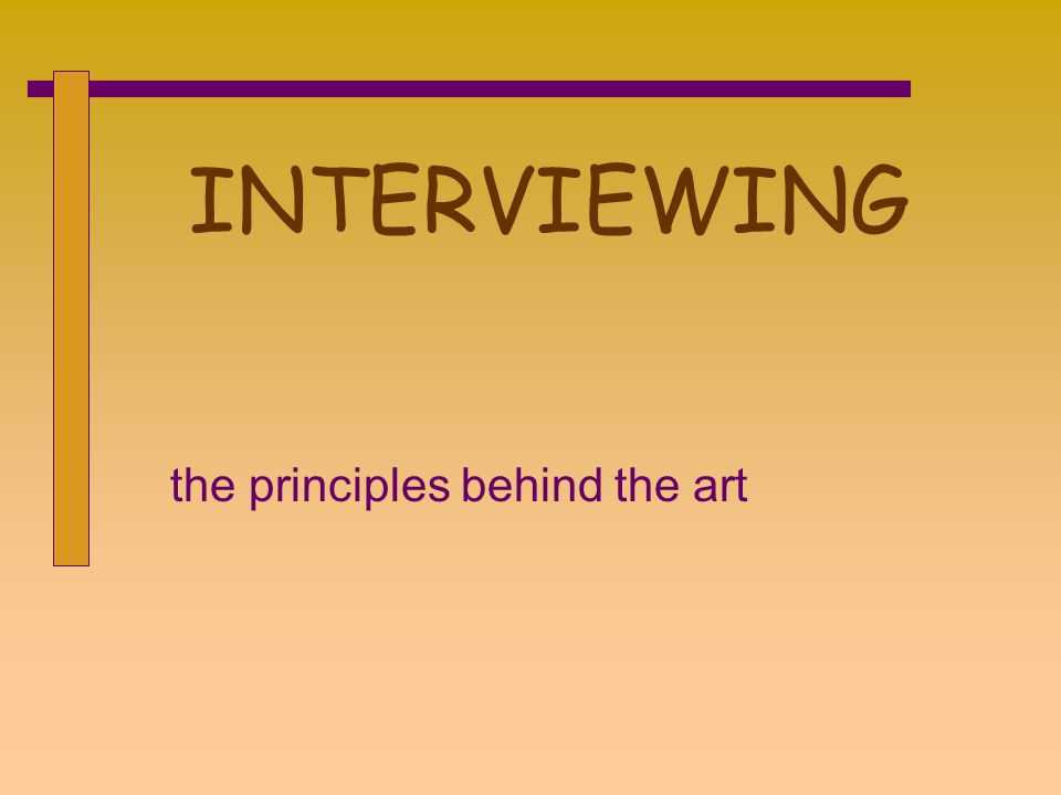 INTERVIEWING the principles behind the art