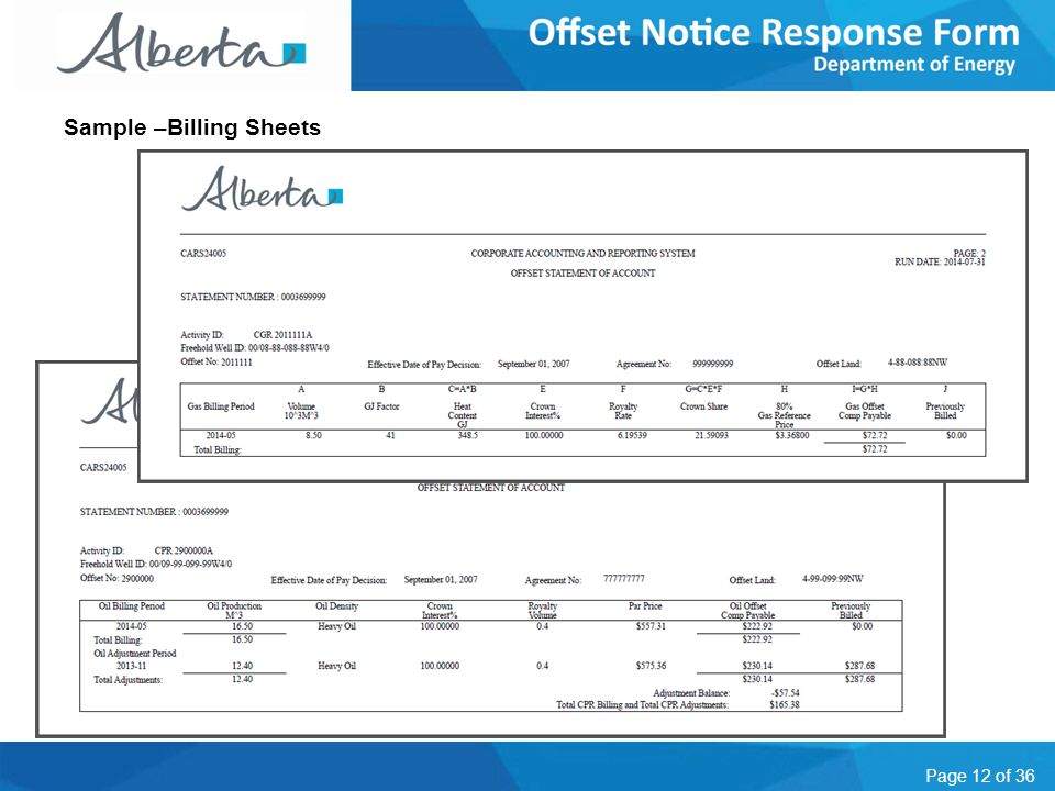 Page 12 of 36 Sample –Billing Sheets