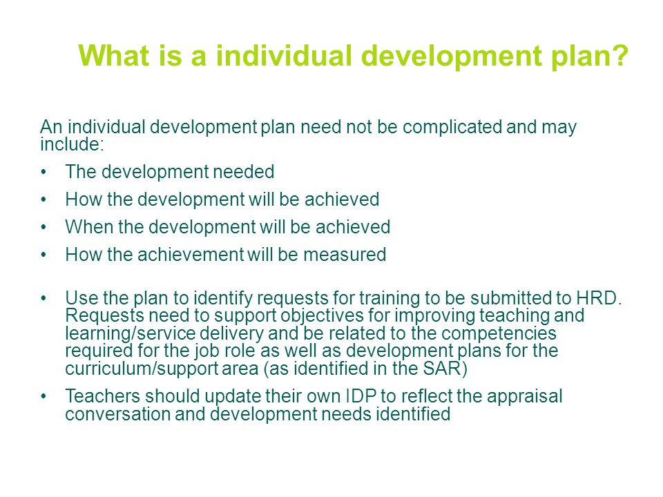 What is a individual development plan.