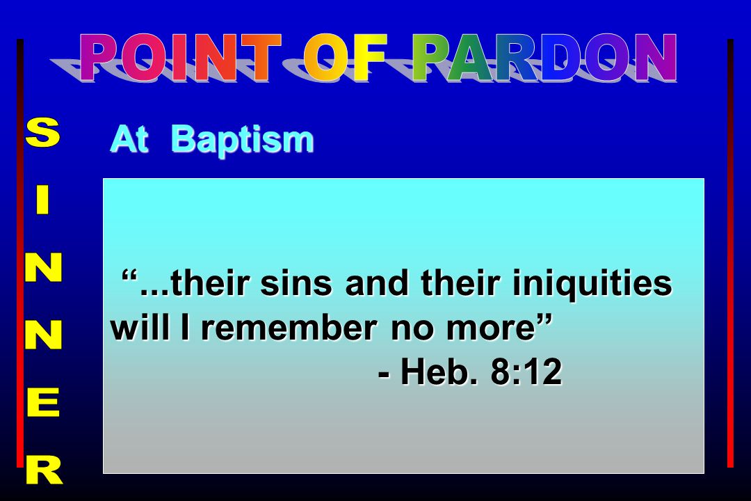 At Baptism Gal. 3: into Christ Rom.6:3-4 - into His death 1 Pet.