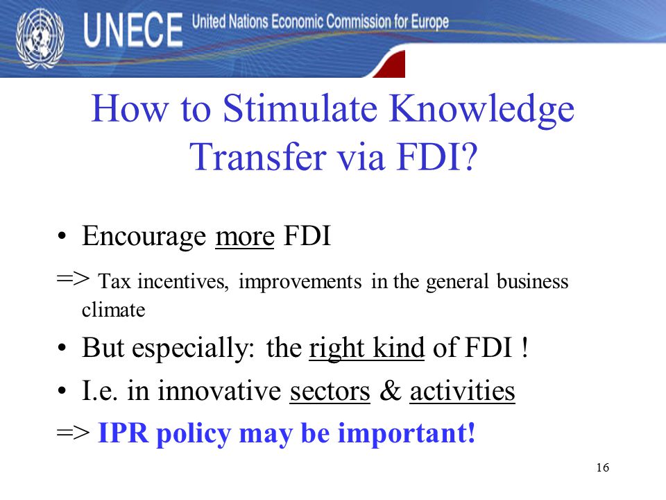 16 How to Stimulate Knowledge Transfer via FDI.