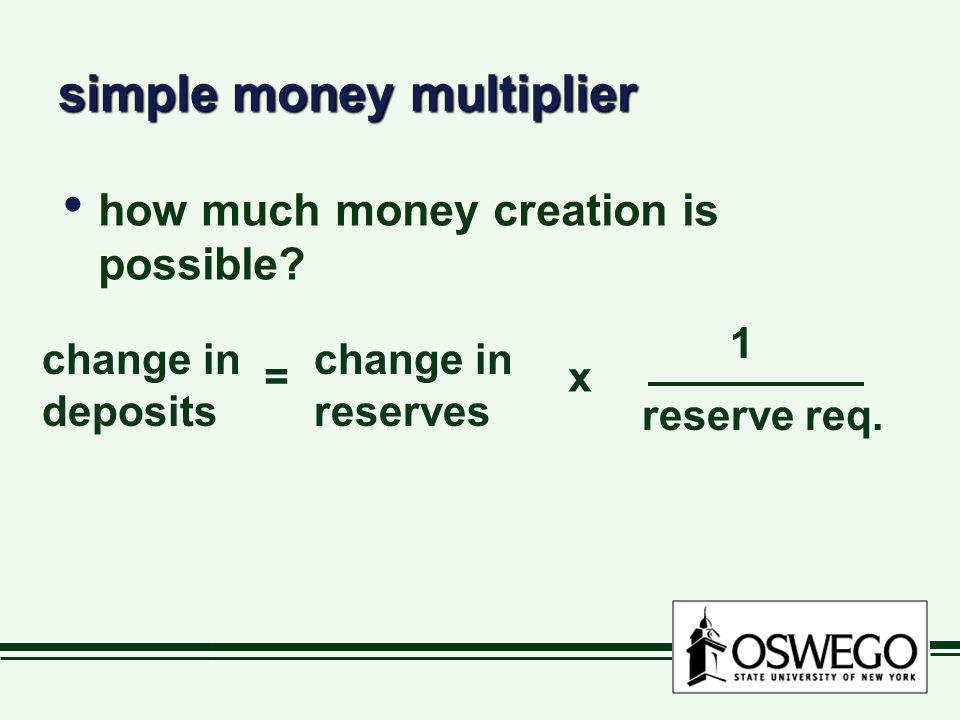 simple money multiplier how much money creation is possible.
