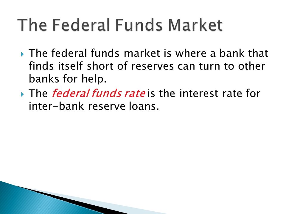  The federal funds market is where a bank that finds itself short of reserves can turn to other banks for help.