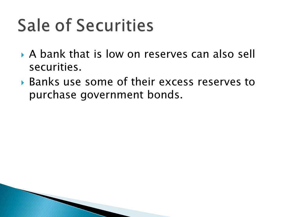  A bank that is low on reserves can also sell securities.
