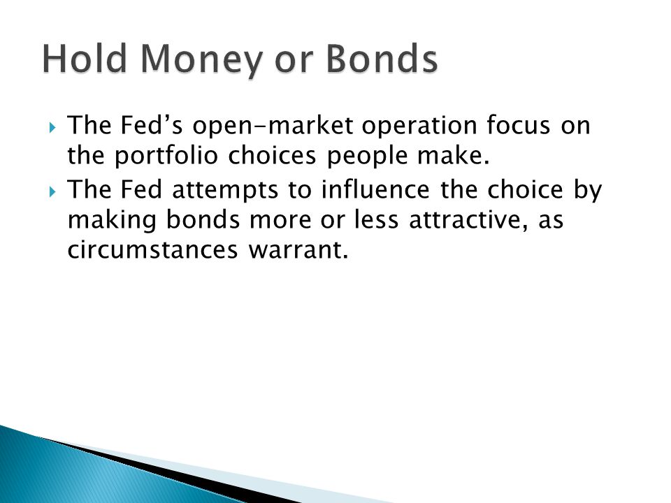  The Fed’s open-market operation focus on the portfolio choices people make.