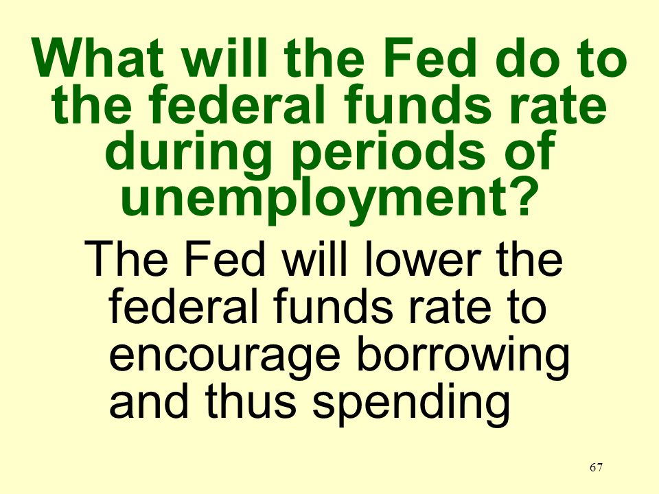 66 What will the Fed do to the federal funds rate during periods of inflation.