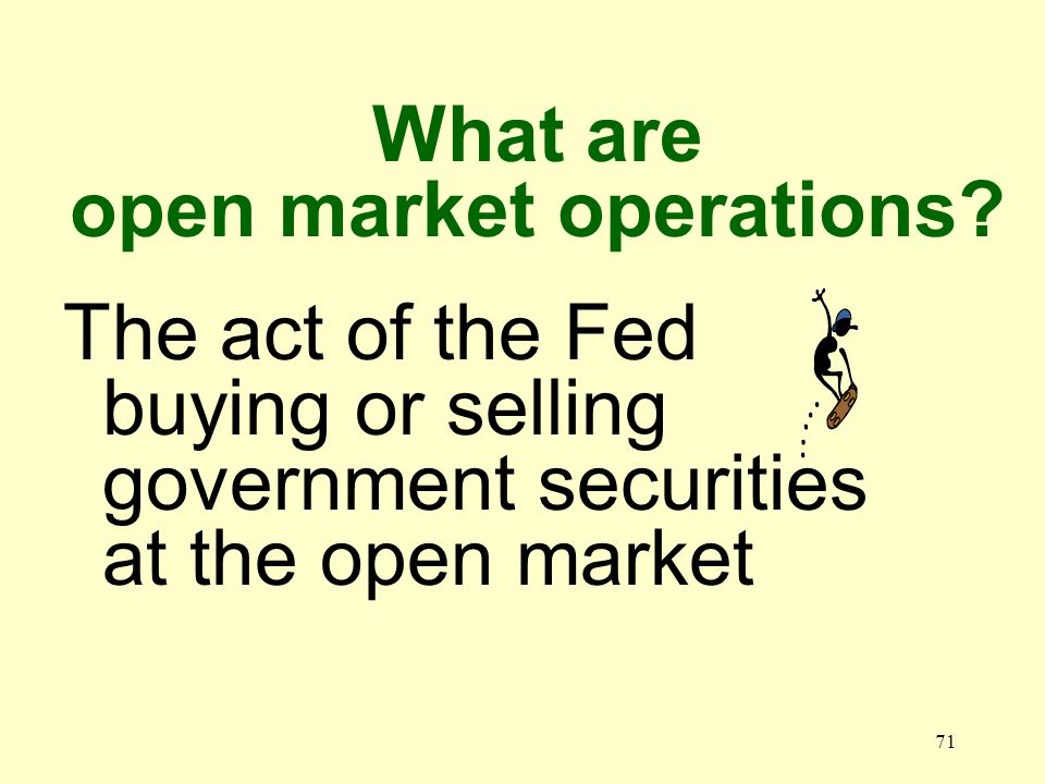 70 What is the open market A place where bonds are bought and sold