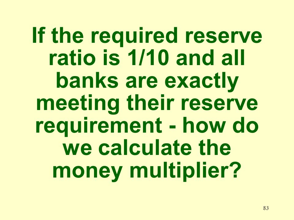 82 What is the Money Multiplier formula 1/Required reserve ratio
