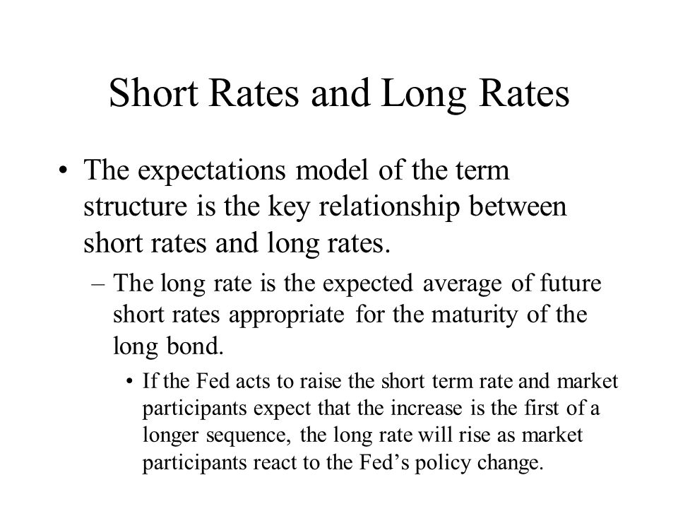 Short Rates and Long Rates The expectations model of the term structure is the key relationship between short rates and long rates.