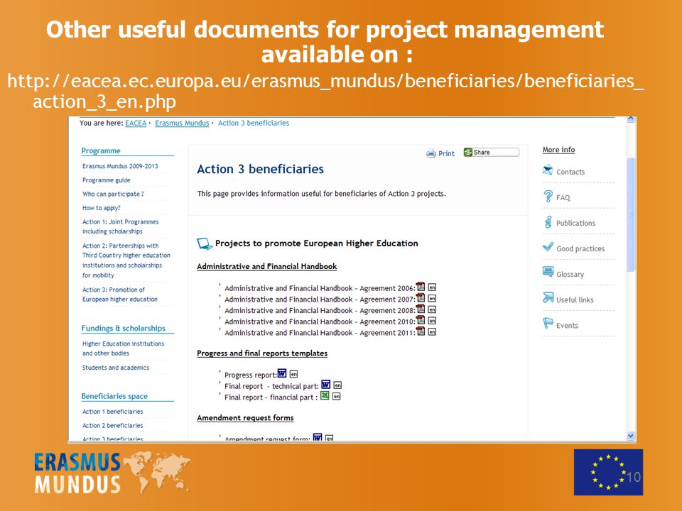 Other useful documents for project management available on :   action_3_en.php 10
