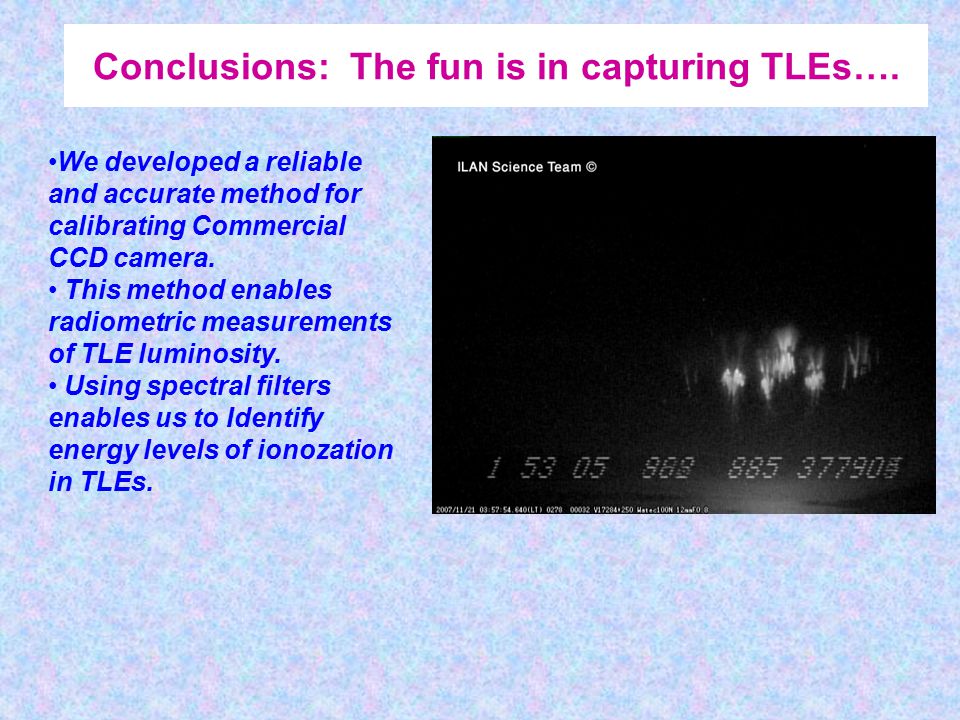 Conclusions: The fun is in capturing TLEs….