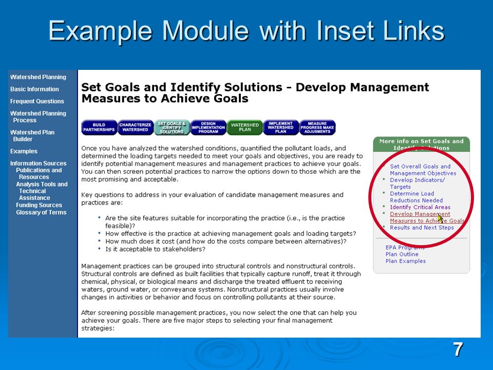 7 Example Module with Inset Links