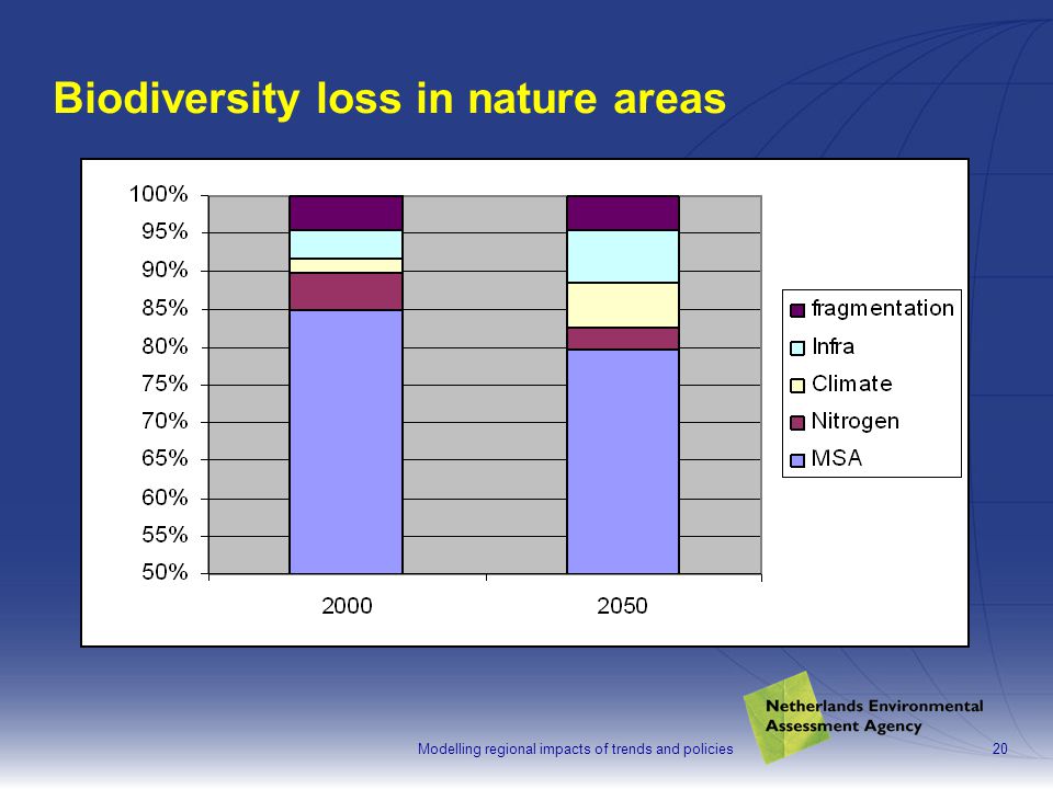 Modelling regional impacts of trends and policies20 Biodiversity loss in nature areas