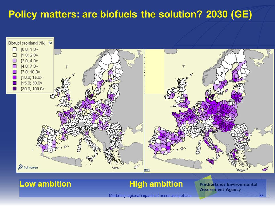 Modelling regional impacts of trends and policies22 Policy matters: are biofuels the solution.