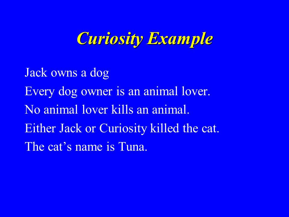 Curiosity Example Jack owns a dog Every dog owner is an animal lover.