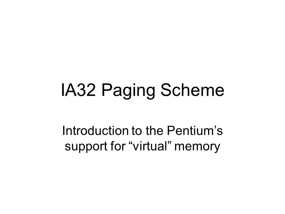 IA32 Paging Scheme Introduction to the Pentium’s support for virtual memory