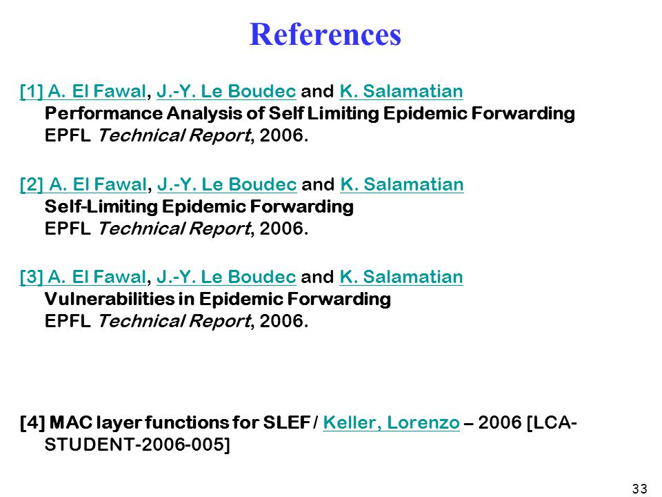 33 References [1] A. El Fawal[1] A. El Fawal, J.-Y.