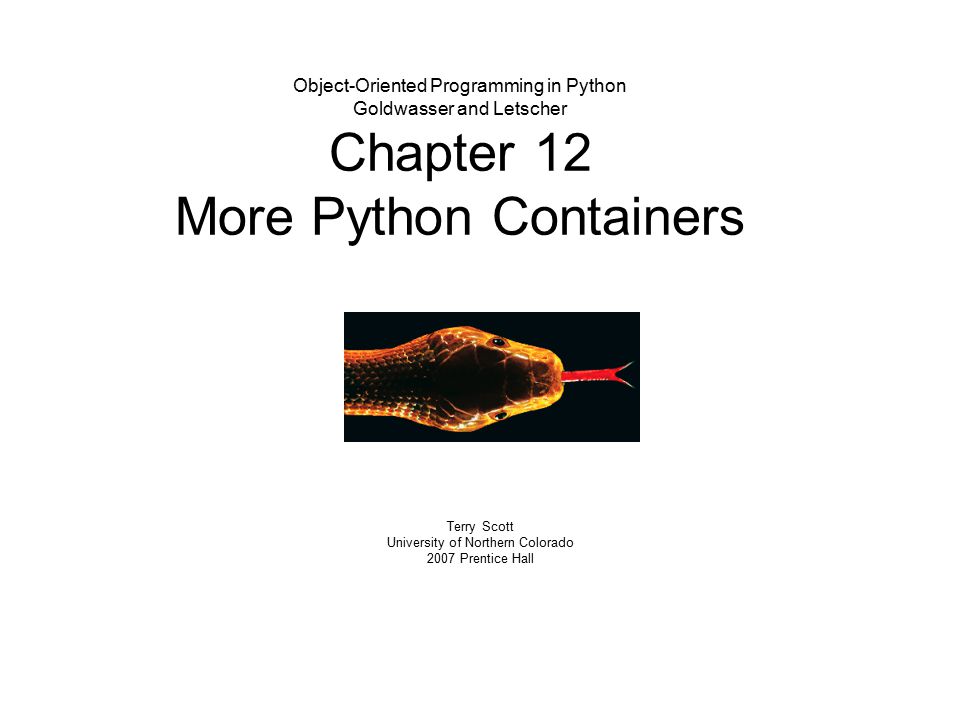 Object-Oriented Programming in Python Goldwasser and Letscher Chapter ...