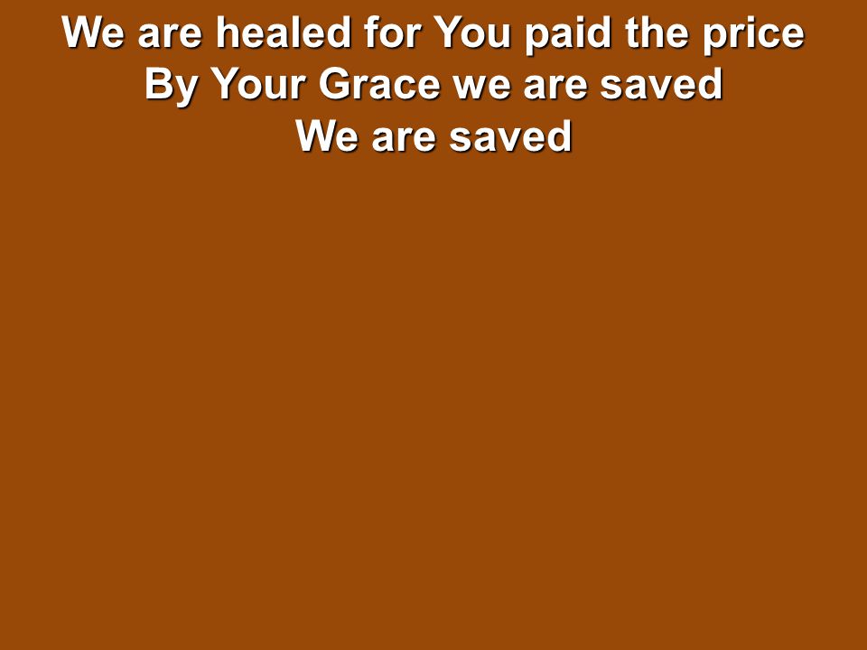 We are healed for You paid the price By Your Grace we are saved We are saved
