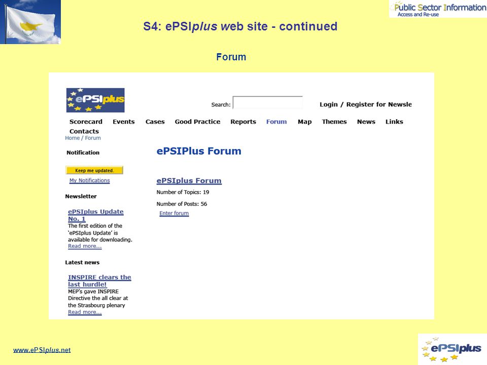 Forum S4: ePSIplus web site - continued
