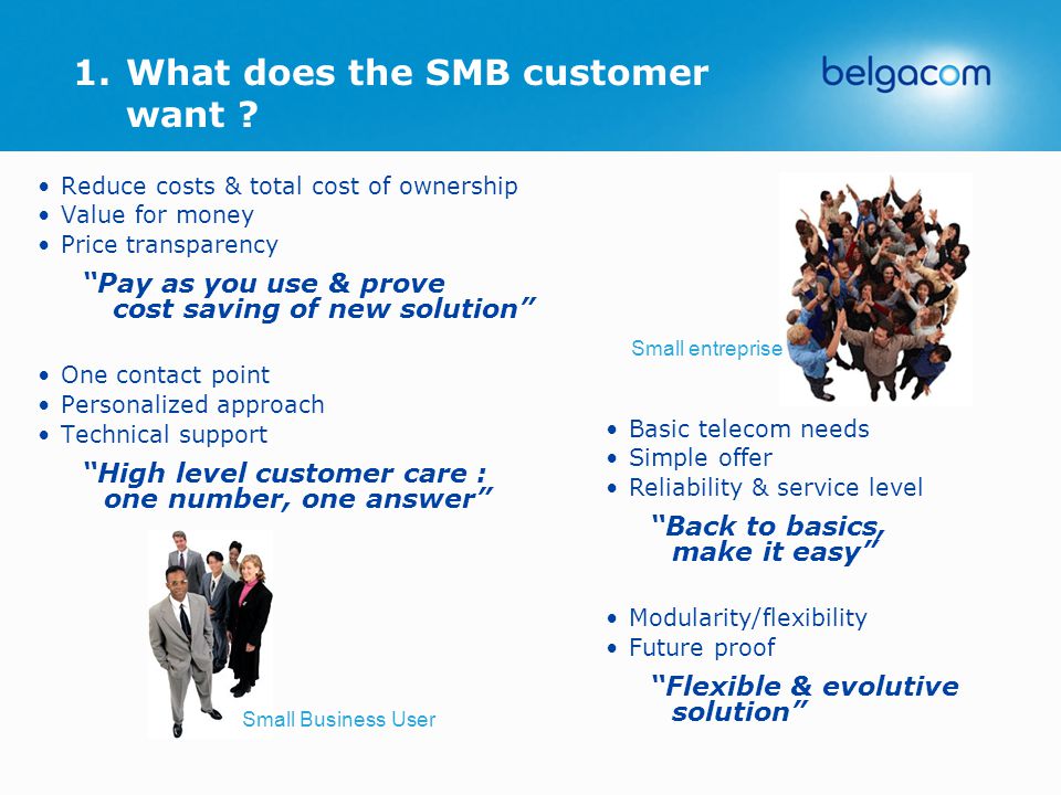 1.What does the SMB customer want .