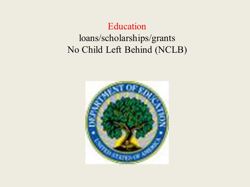 Education loans/scholarships/grants No Child Left Behind (NCLB)